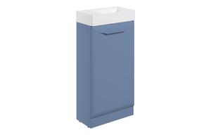 Stafford 410mm Floor Standing 1 Door Cloakroom Basin Unit w/1TH Basin - Matt Misty Blue